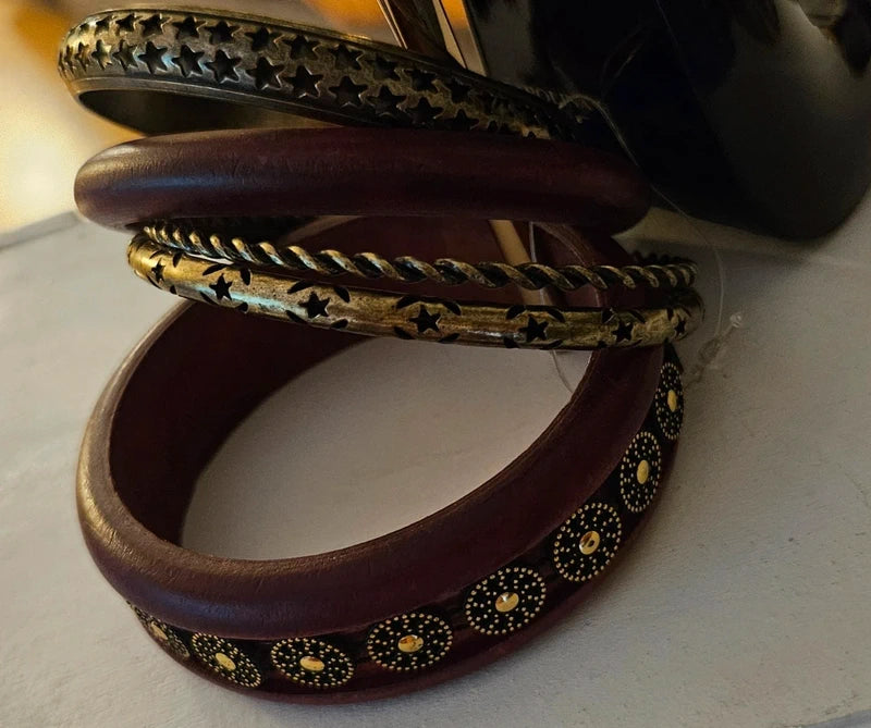 Pulseras latón y madera