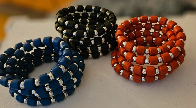 3 Pulseras - Azul, Rojo, Negro