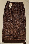 Falda midi lentejuelas marrón - Color marrón. - Largo midi.
