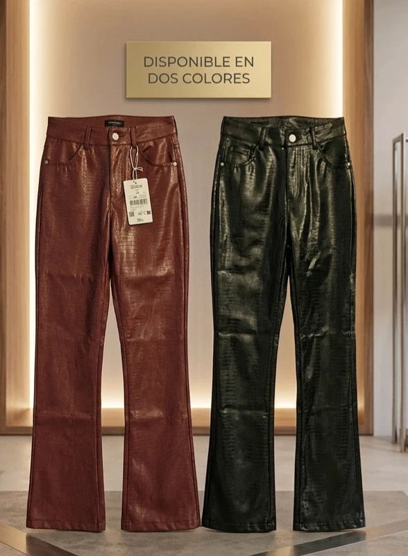 Pantalones efecto piel cocodrilo