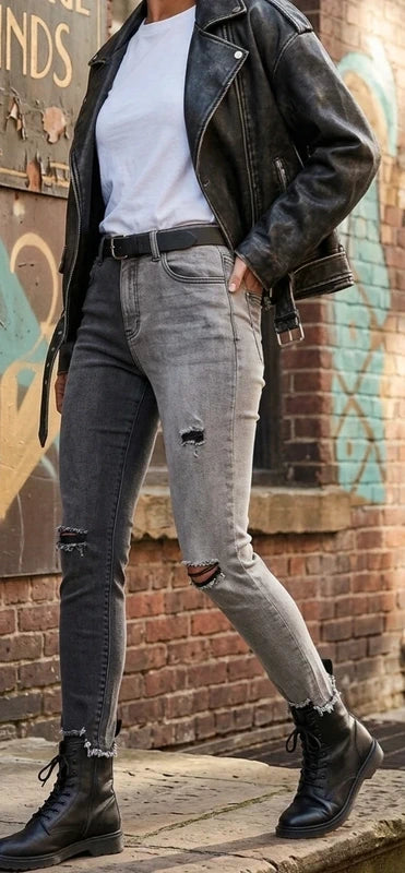 Pantalones vaqueros pitillo tiro alto originales