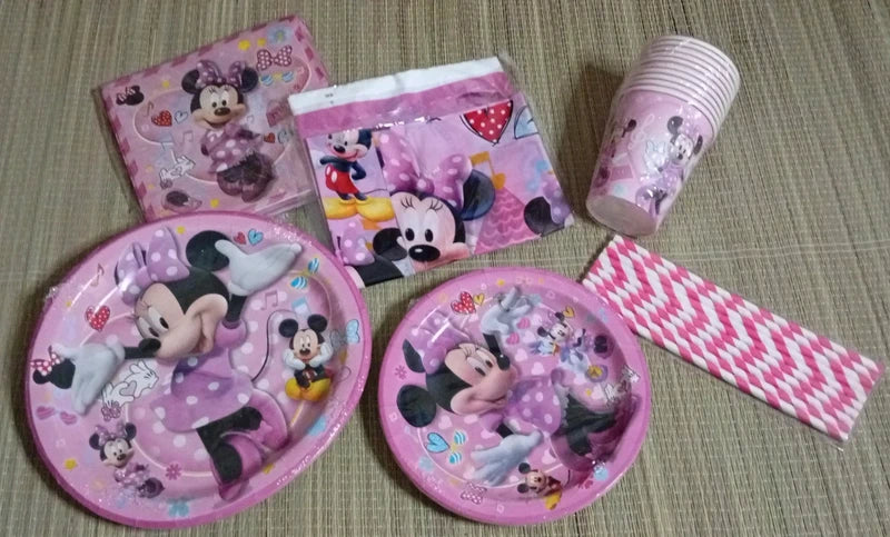 Set Fiesta Minnie Mouse Platos Vasos Servilletas..