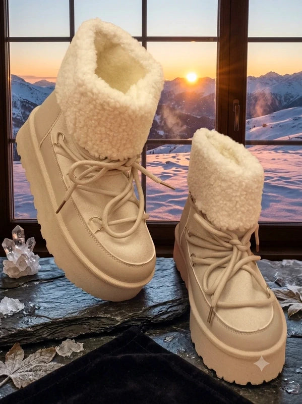 Botas Moon Boot efecto borreguillo beige