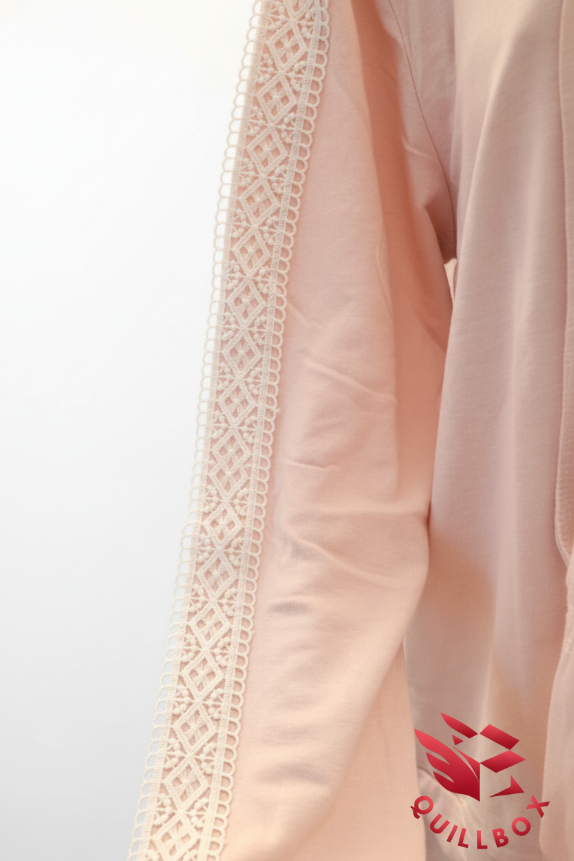 Conjunto Pijama Sudadera y Shorts Encaje Rosa