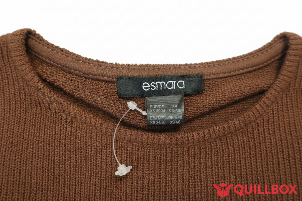 Brown knit top with a round neckline