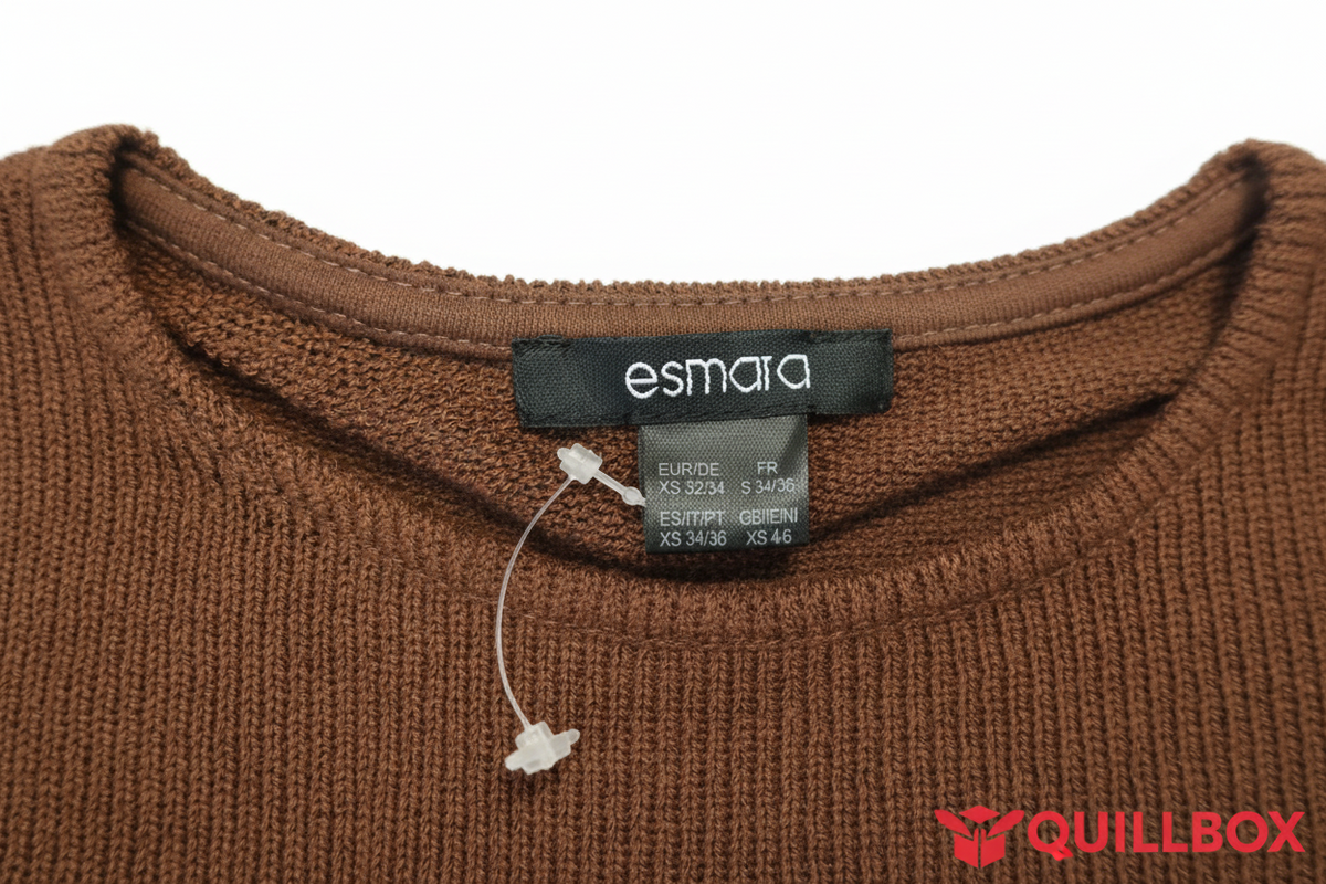 Brown knit top with a round neckline