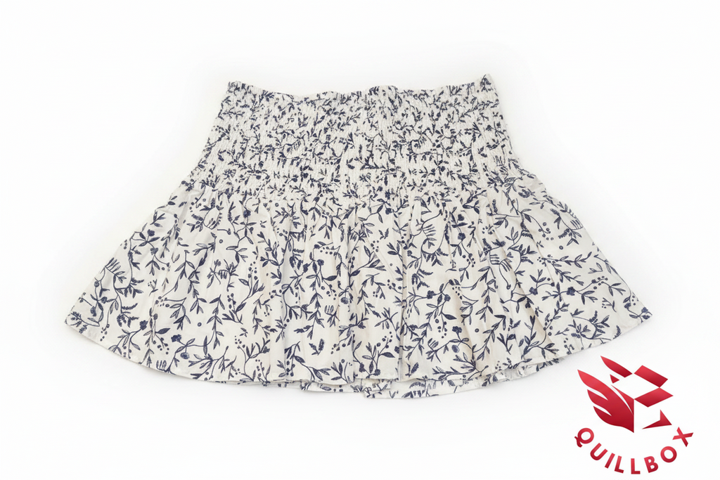 Minifalda Nido Abeja Estampada Floral Azul