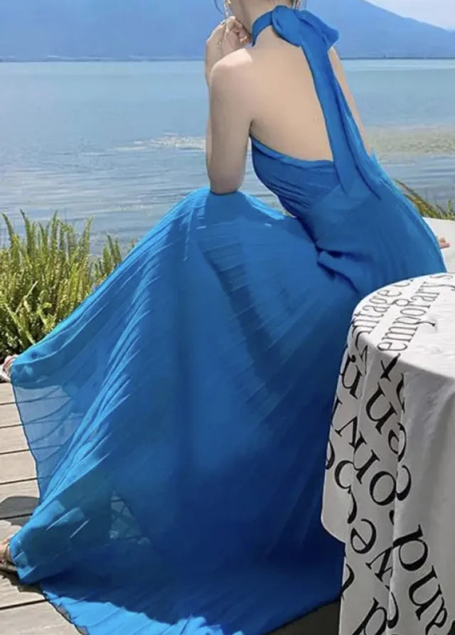 Vestido plisado espalda descubierta