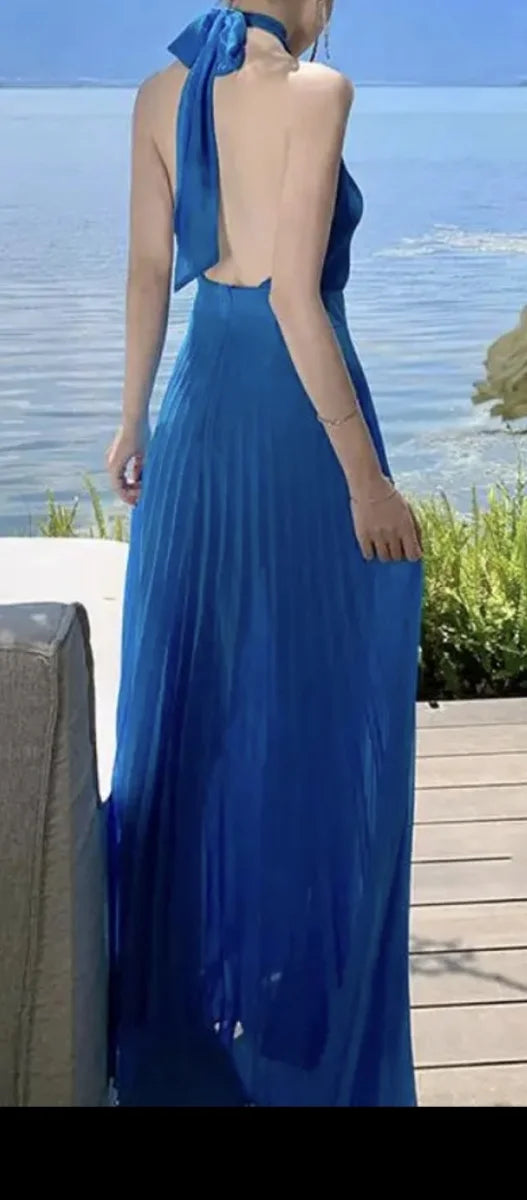 Vestido plisado espalda descubierta