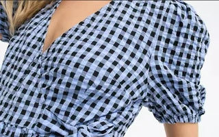 Vestido midi a cuadros manga corta asos