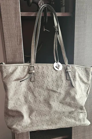 Bolso de ante en color gris Elisa blanca