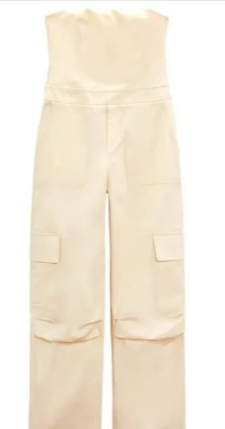 Mono Zara beige - Pantalón ancho