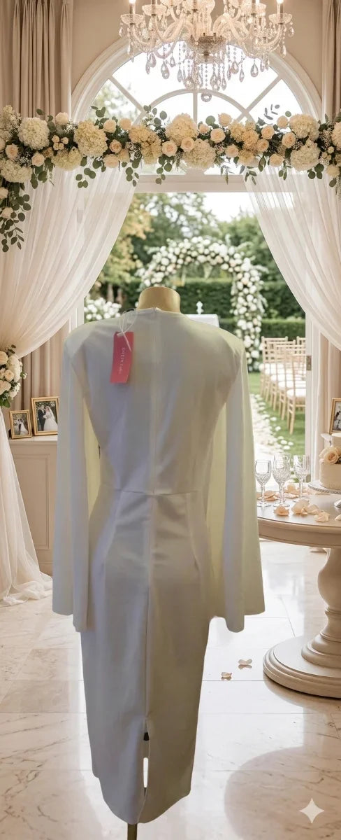 Midi Wedding Dress Size L + Groom's Flower Brooch Gift!