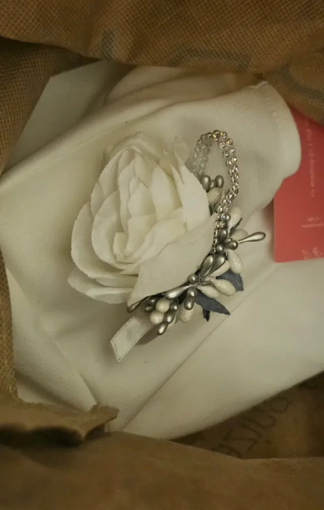 Midi Wedding Dress Size L + Groom's Flower Brooch Gift!