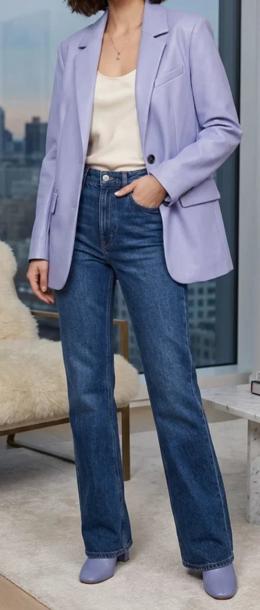 ASOS DESIGN Lilac Faux Leather Blazer