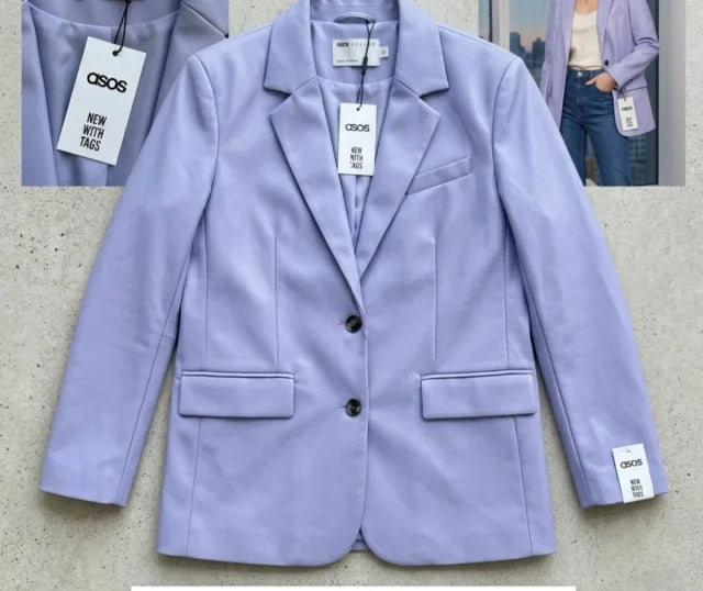ASOS DESIGN Lilac Faux Leather Blazer