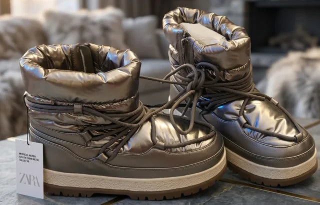 Zara Nerea silver snow boots size 38