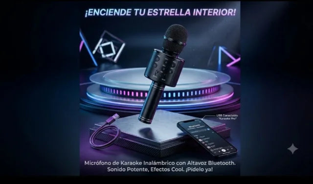 Micrófono Karaoke Bluetooth con Altavoz