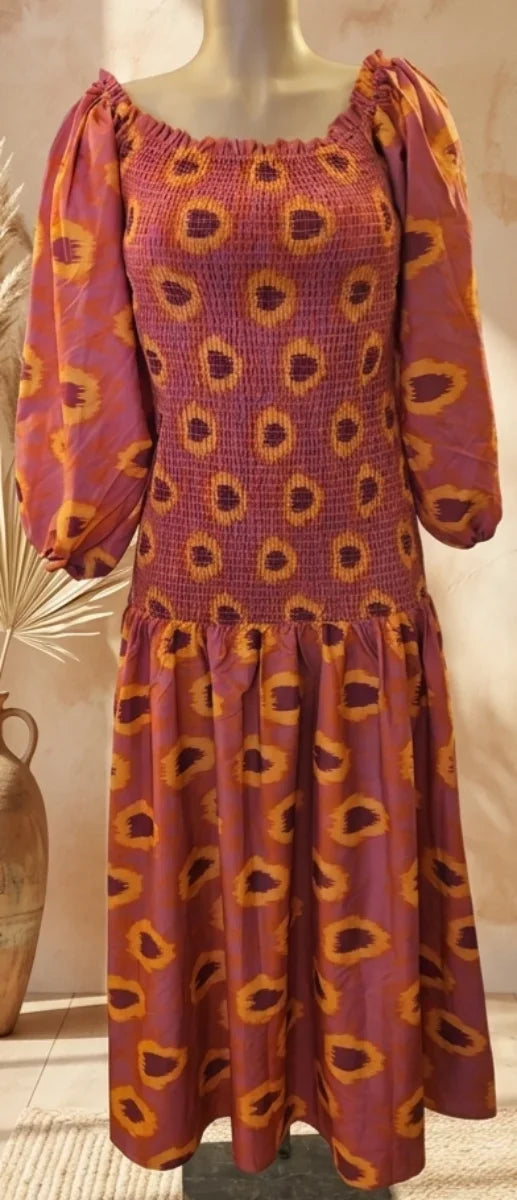 Vestido largo estampado Ikat