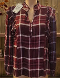 Sfera ruffled plaid blouse