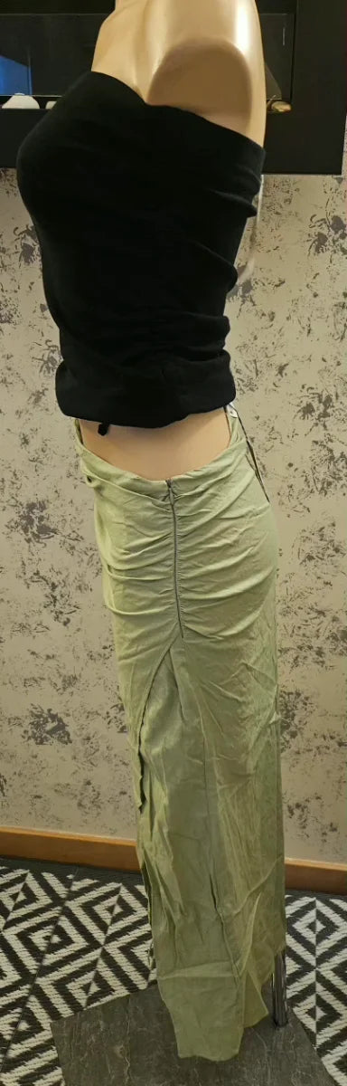 Zara Draped Linen Midi Skirt One Size