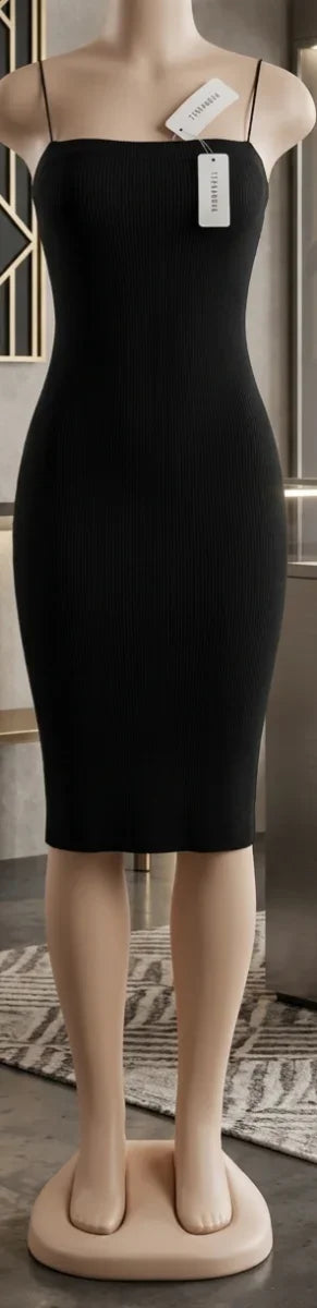 Terranova Black Ribbed Midi Dress