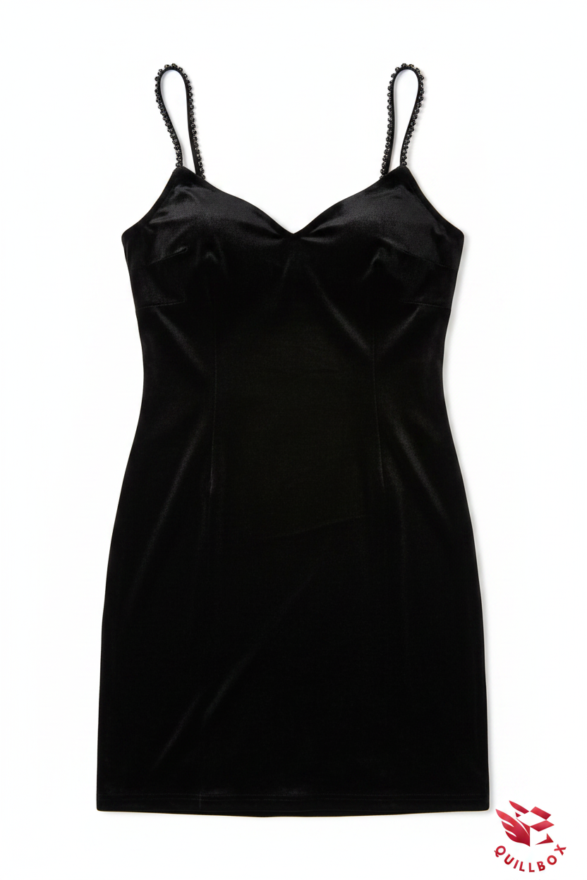 Vestido mini terciopelo negro - vista frontal