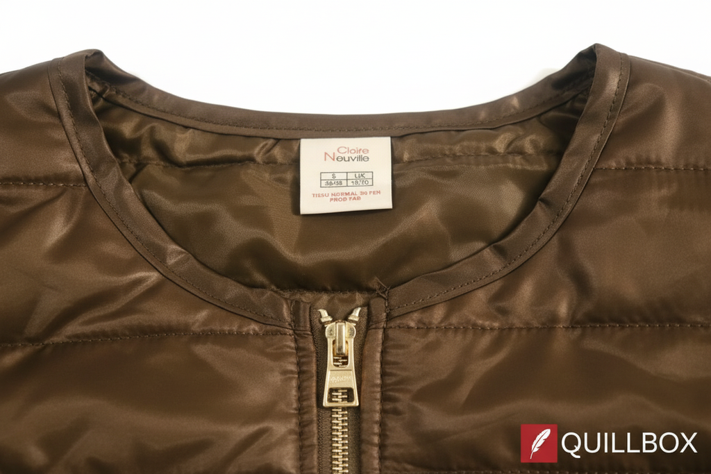 Chaqueta MOVITEX - detalle cuello redondo y etiqueta Cloee Nouvelle talla S