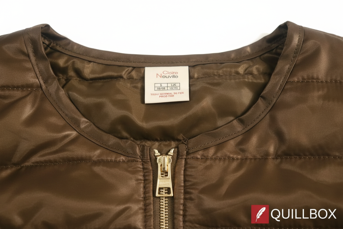 Chaqueta MOVITEX - detalle cuello redondo y etiqueta Cloee Nouvelle talla S