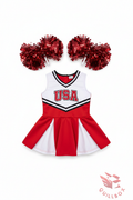 Disfraz animadora USA - vista frontal con pompones