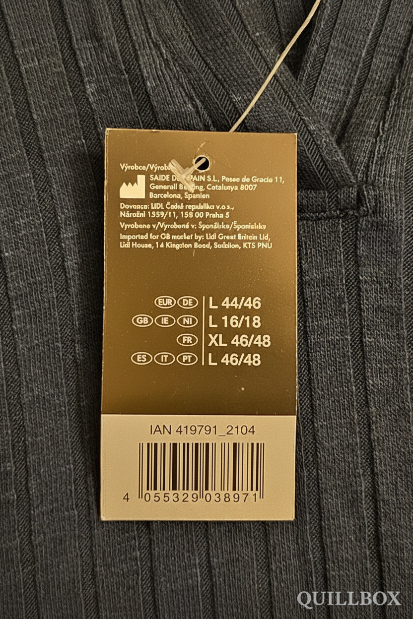 Etiqueta LIDL SAIDE DE SPAIN talla L 44/46 EUR IAN 419791