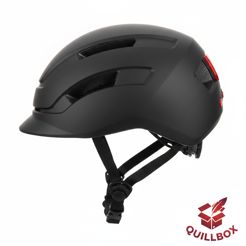 Casco bicicleta negro mate - vista lateral izquierda slots ventilación LED rojo