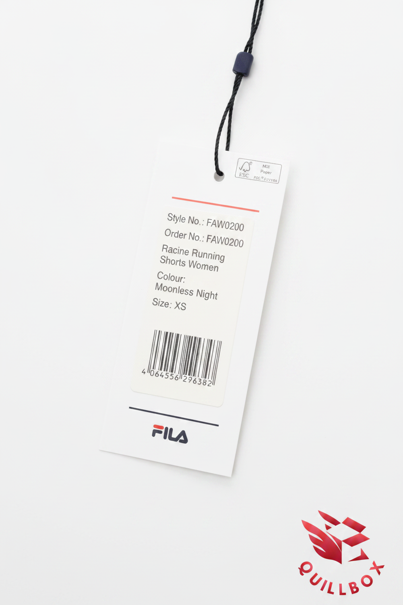 FILA Running Shorts - etiqueta talla y modelo