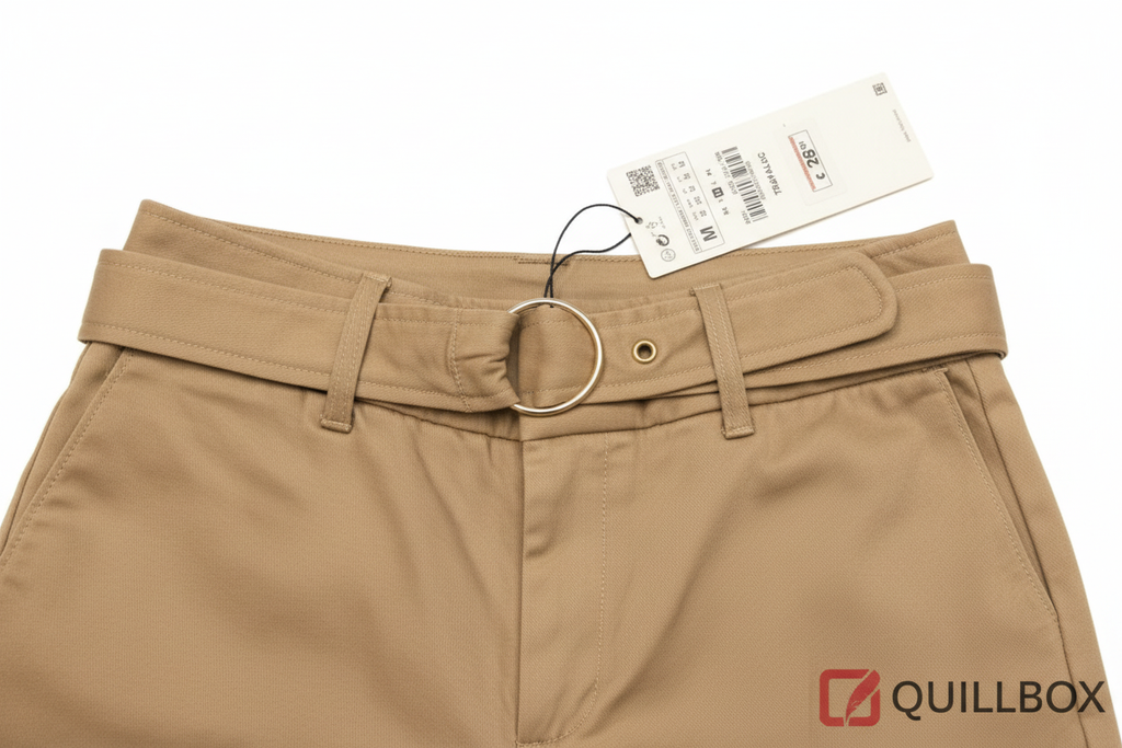 Pantalón camel Zara TRF - detalle cinturilla y argolla dorada