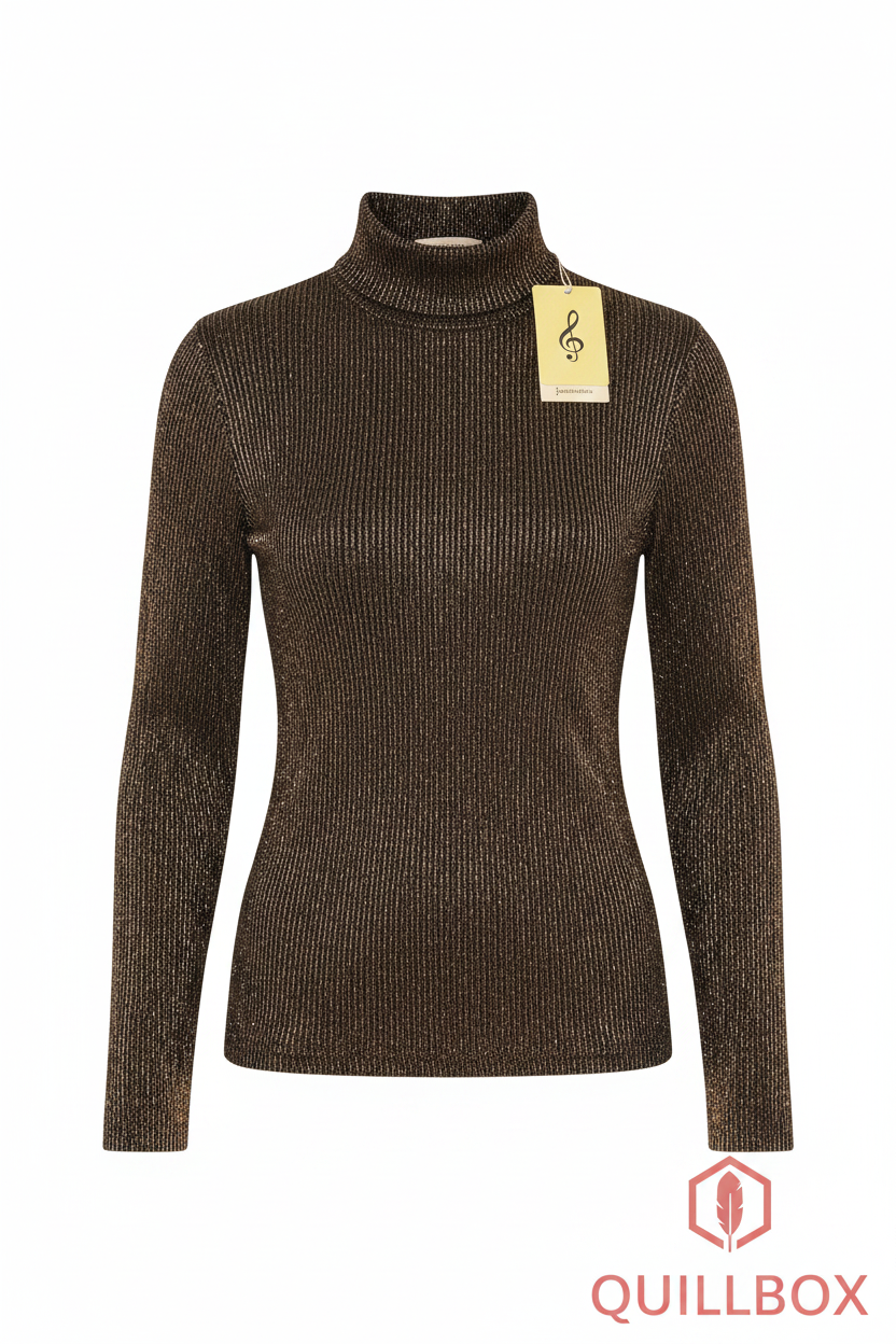 Jersey cuello alto lurex marrón dorado Stradivarius - vista frontal