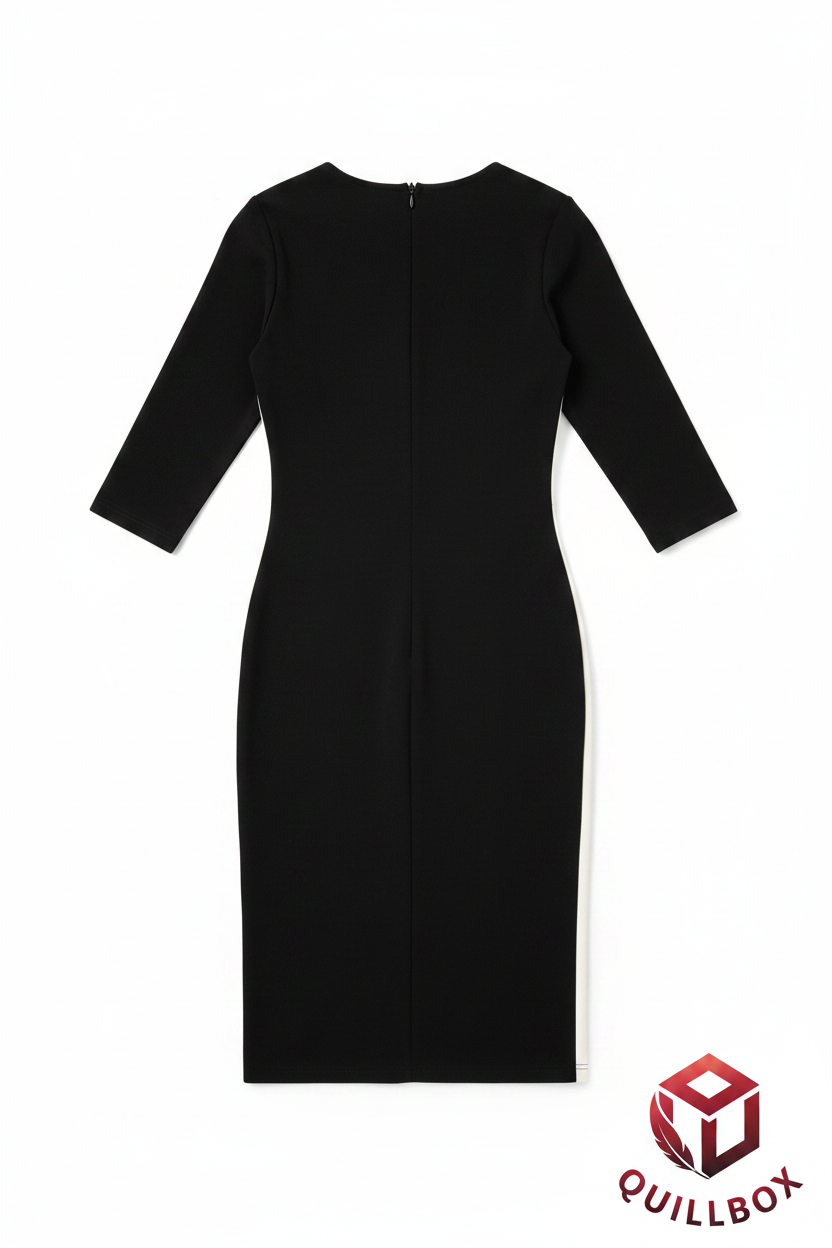 Vestido bodycon HOMEYEE - vista trasera negra con cremallera