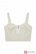 Top corset crema ESPRIT - vista frontal lisa con tirantes