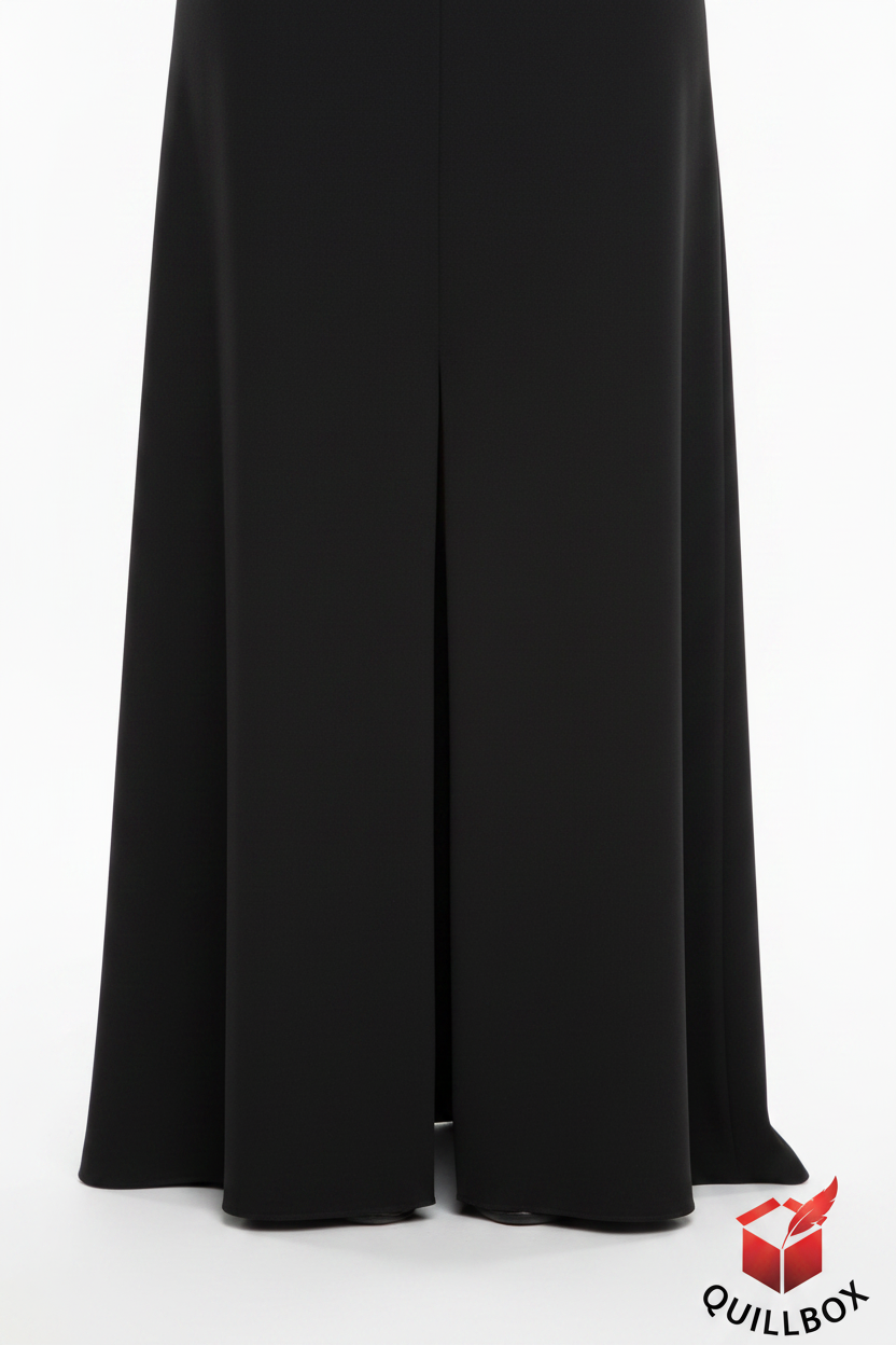 Detalle abertura frontal vestido negro ZARA maxi