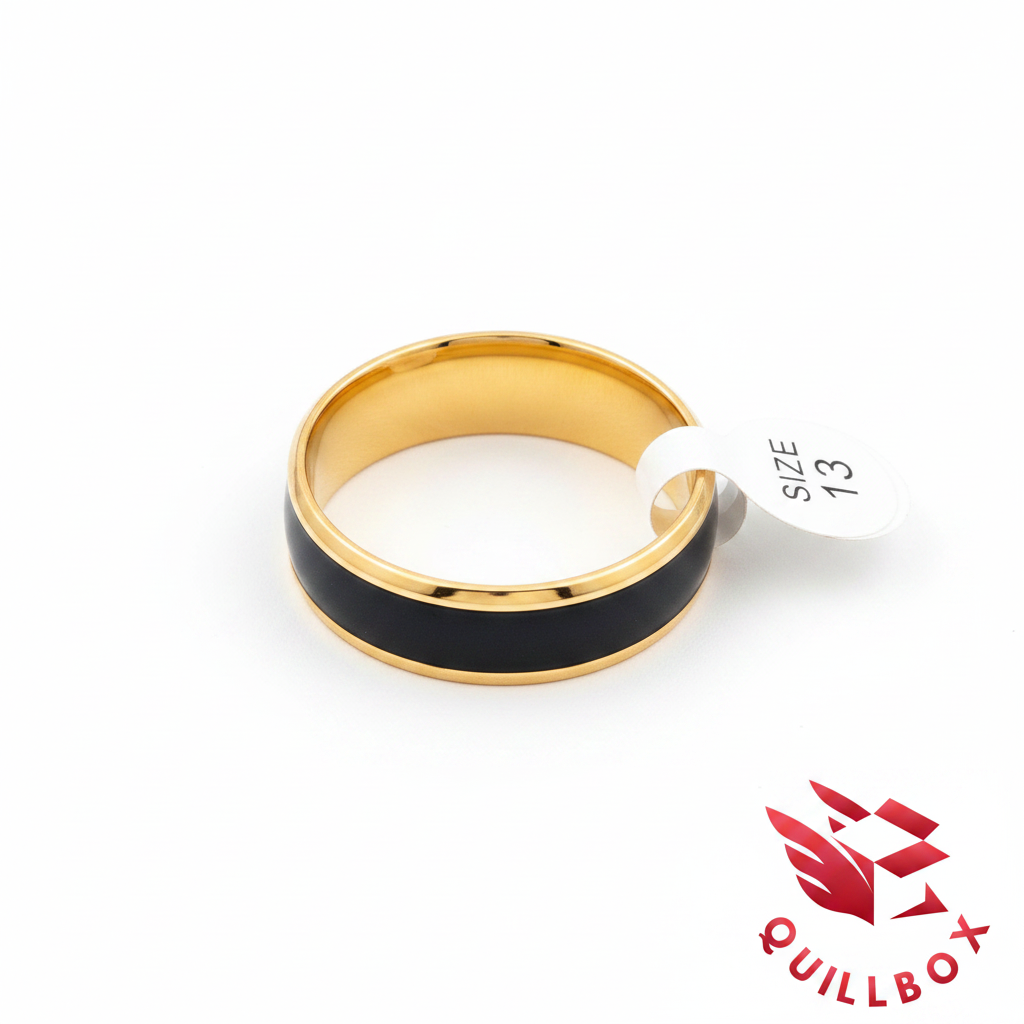 Anillo dorado banda negra - vista cenital interior SIZE 13