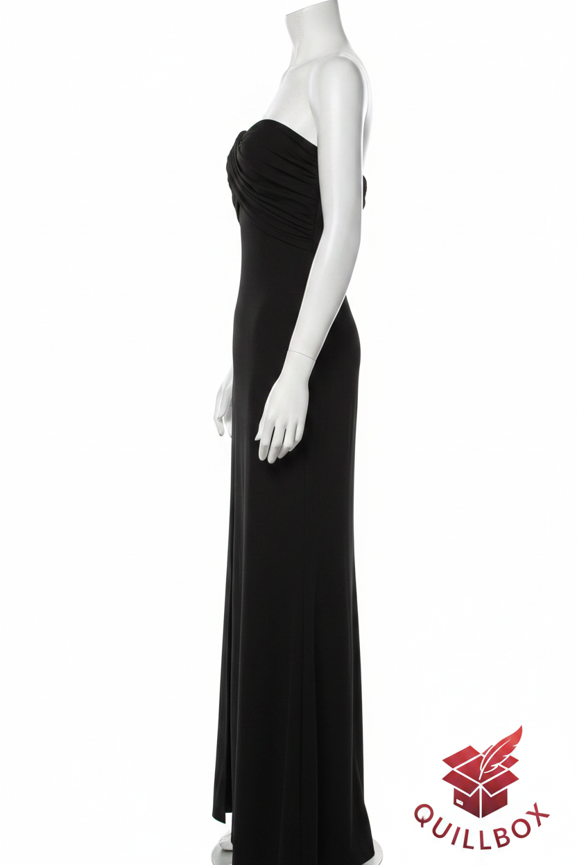 Vestido negro ZARA maxi - vista lateral silueta slim abertura frontal