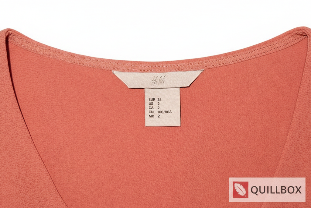 Etiqueta H&M talla EUR 34 US 2 CN 160/80A