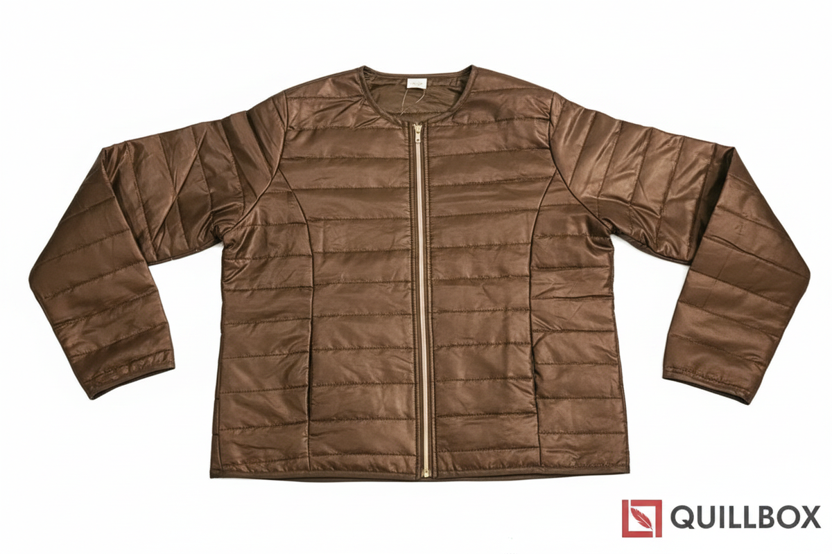 Chaqueta acolchada bronce MOVITEX - vista frontal completa cremallera dorada