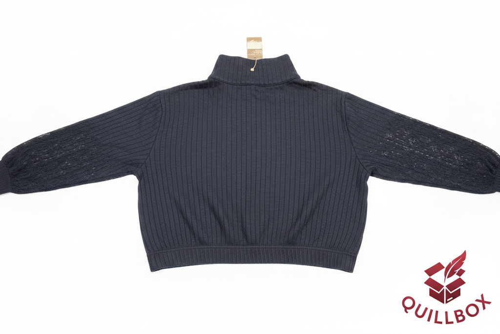 Jersey cropped acanalado negro LIDL - vista trasera completa
