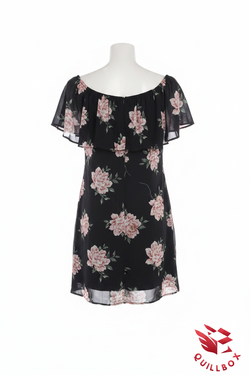 Vestido Bershka floral negro - vista trasera