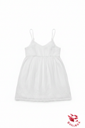 Vestido mini blanco algodón bordado - vista completa fondo blanco