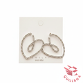 Pendientes aro grande rhinestone doble bucle - vista frontal tarjeta JEWELRY S925