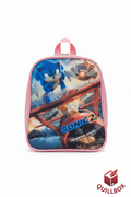 Mochila infantil rosa Sonic 2 Coming Soon - vista frontal print sublimación