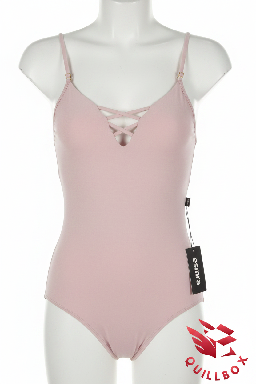 Body rosa palo esmara - vista frontal escote V criss-cross tirantes dorados