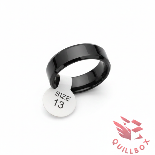 Anillo negro acero inoxidable - vista cenital interior plateado