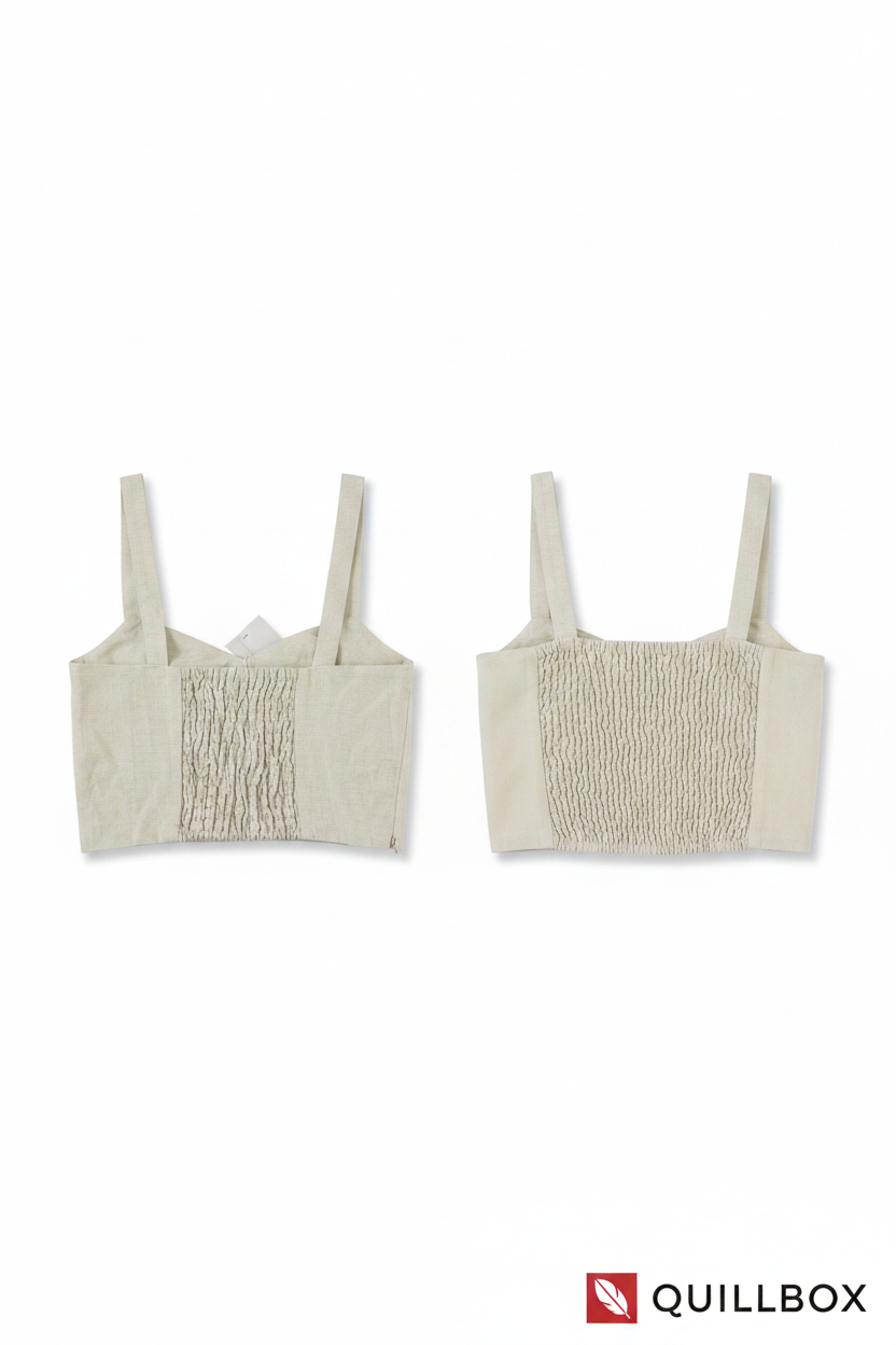 Top corset crema ESPRIT - panel central fruncido smock